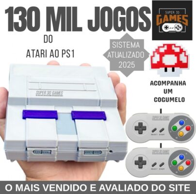 Mini Console Retro Super Nintendo com 130 mil jogos