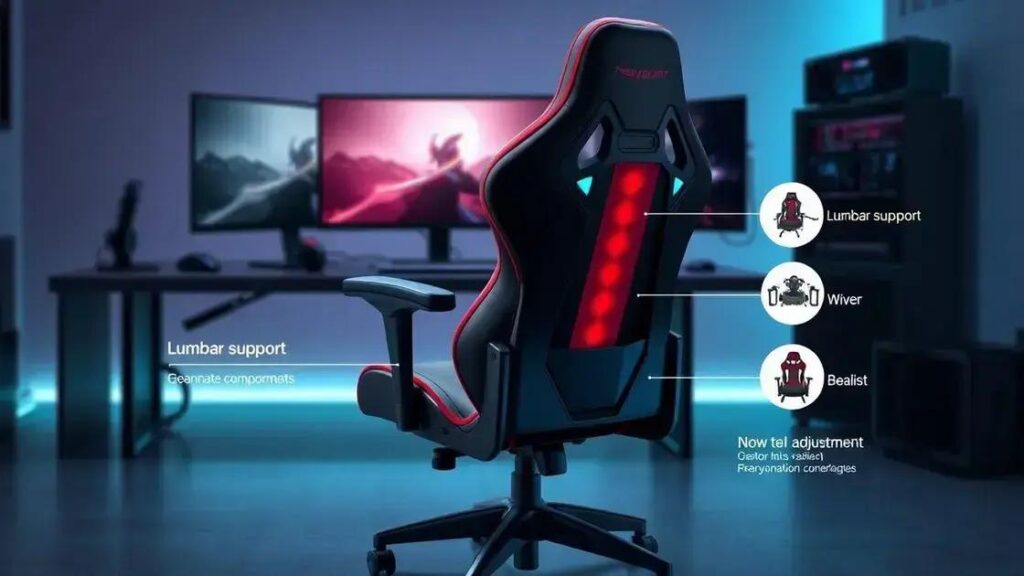 Cadeira gamer com suporte lombar e ajustes ergonômicos: o que saber