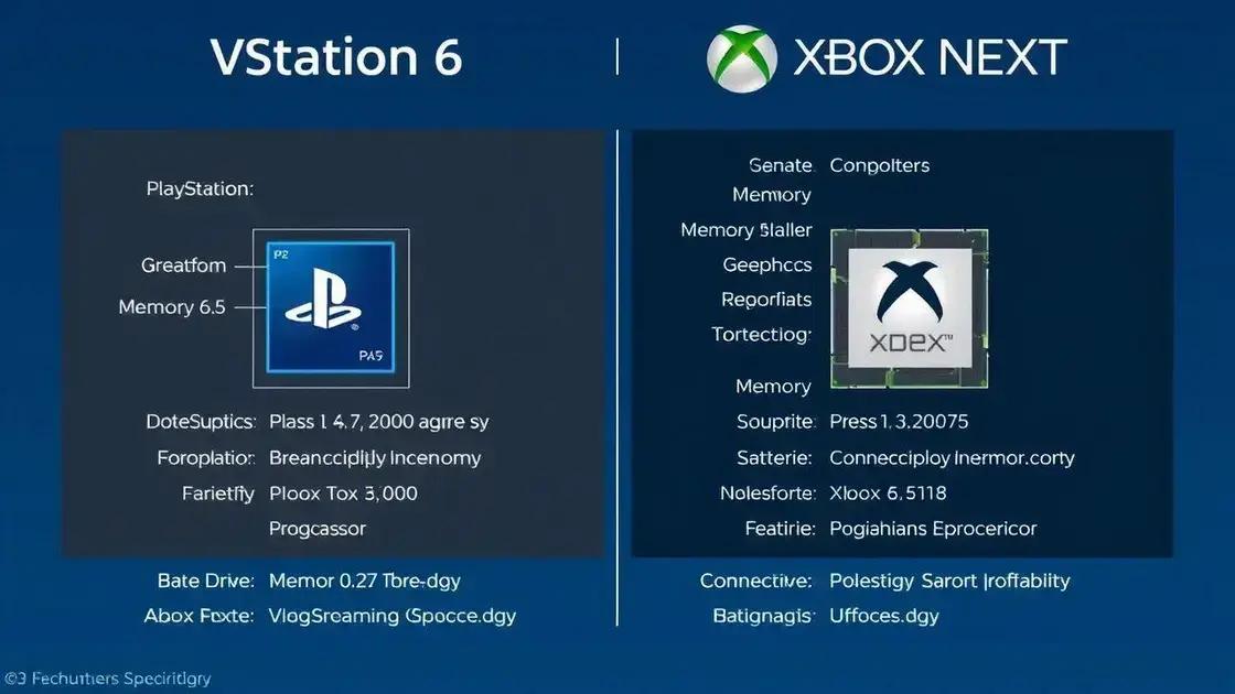 especificações técnicas dos consoles