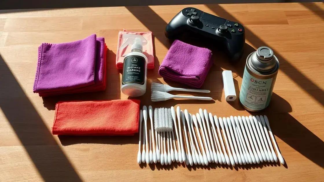 Componentes essenciais do kit de limpeza para controles
