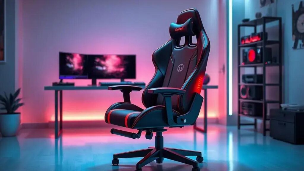 Cadeira gamer com ajustes inteligentes e aquecimento: conforto em outro nível